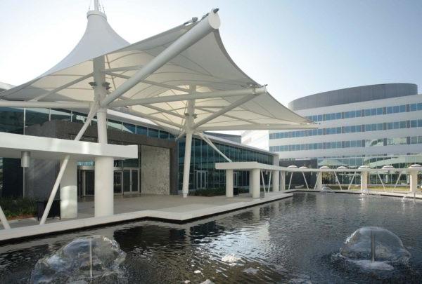 Pool and fountains on Blue Cross Campus